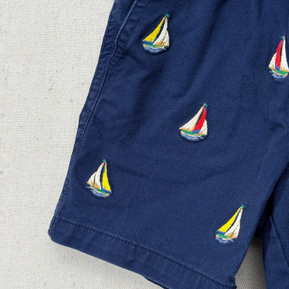 Ralph Lauren Sailboat Shorts Toddler 18M Navy Blue Nautical Preppy Embroidered